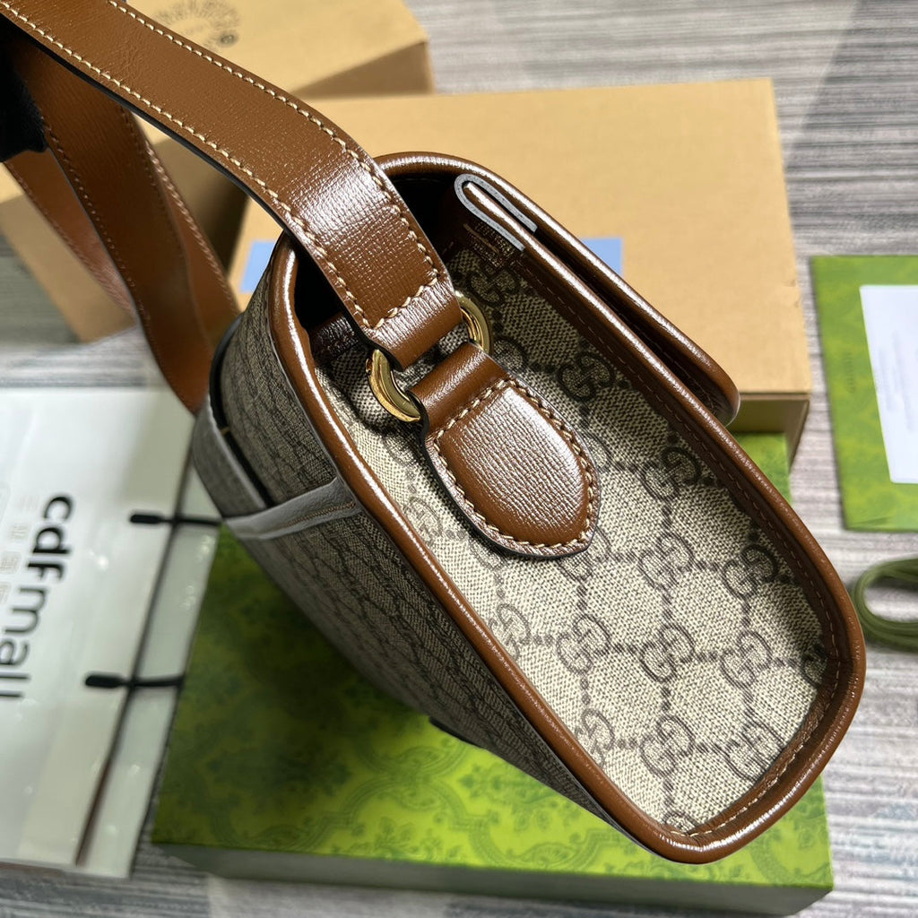 SAC MESSAGER 25 EN TOILE BEIGE ET CUIR DE VEAU MARRON