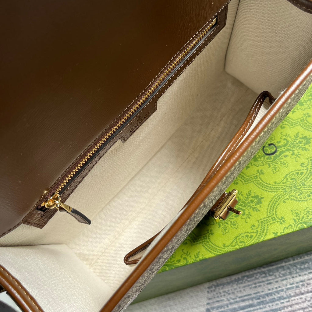 SAC MESSAGER 25 EN TOILE BEIGE ET CUIR DE VEAU MARRON
