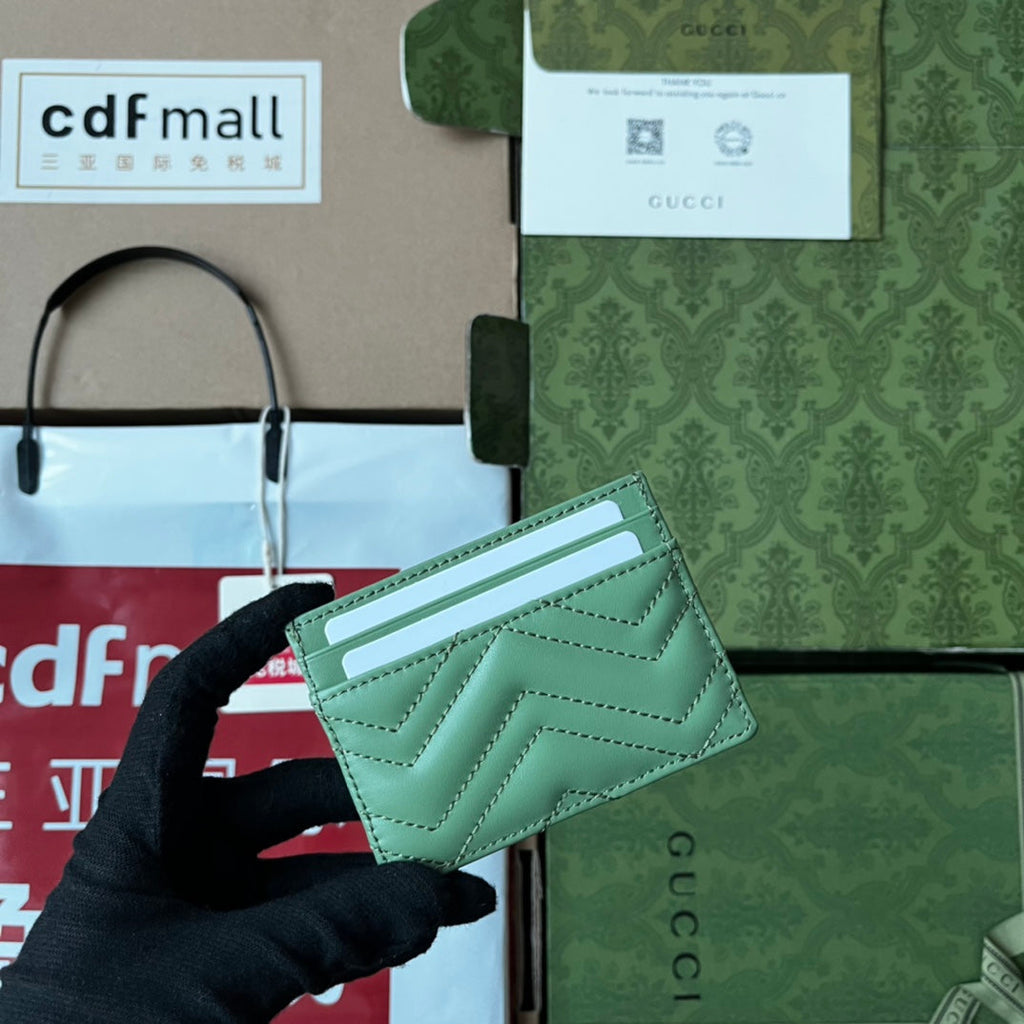 ÉTUI À CARTES MATELASSÉ MARMONT 10 EN CUIR D'AGNEAU VERT CLAIR