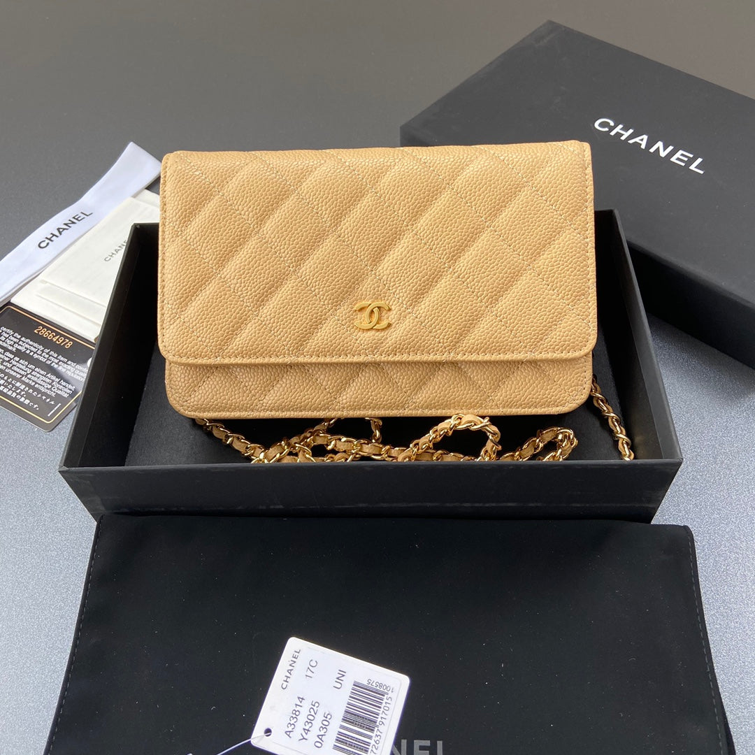 CC WOC 20CM CUIR DE VEAU GRAINÉ JAUNE QUINCAILLERIE DORÉ