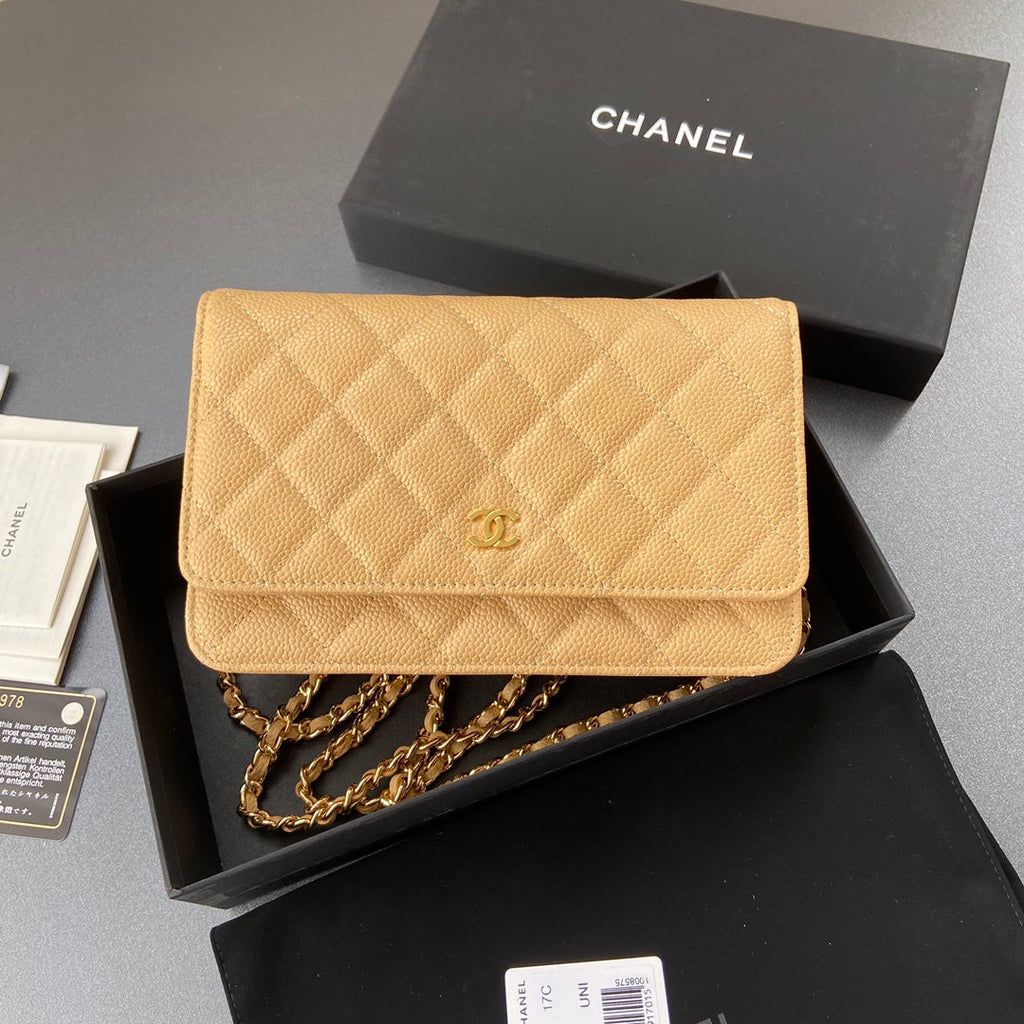 CC WOC 20CM YELLOW GRAINED CALFSKIN GOLD HARDWARE