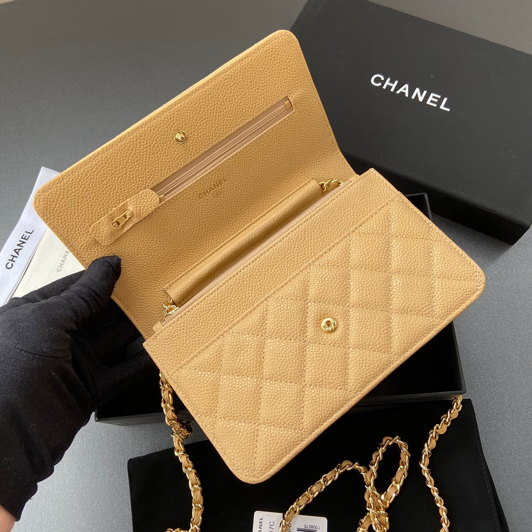 CC WOC 20CM CUIR DE VEAU GRAINÉ JAUNE QUINCAILLERIE DORÉ