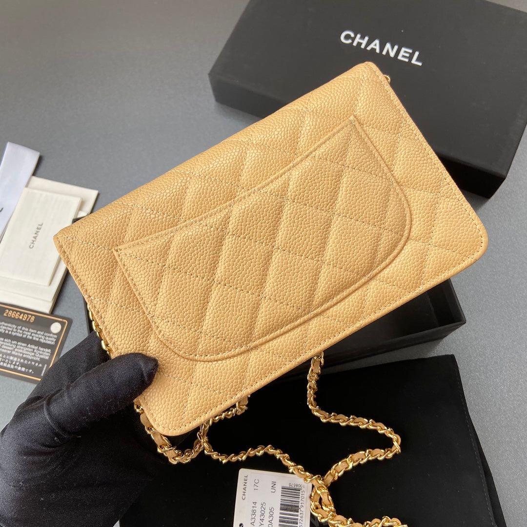 CC WOC 20CM CUIR DE VEAU GRAINÉ JAUNE QUINCAILLERIE DORÉ