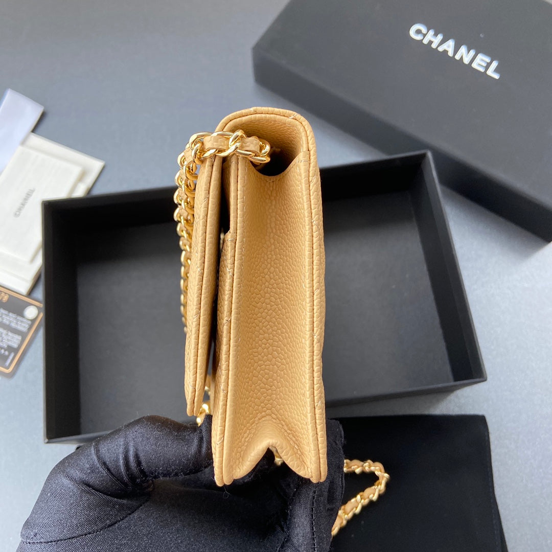 CC WOC 20CM YELLOW GRAINED CALFSKIN GOLD HARDWARE