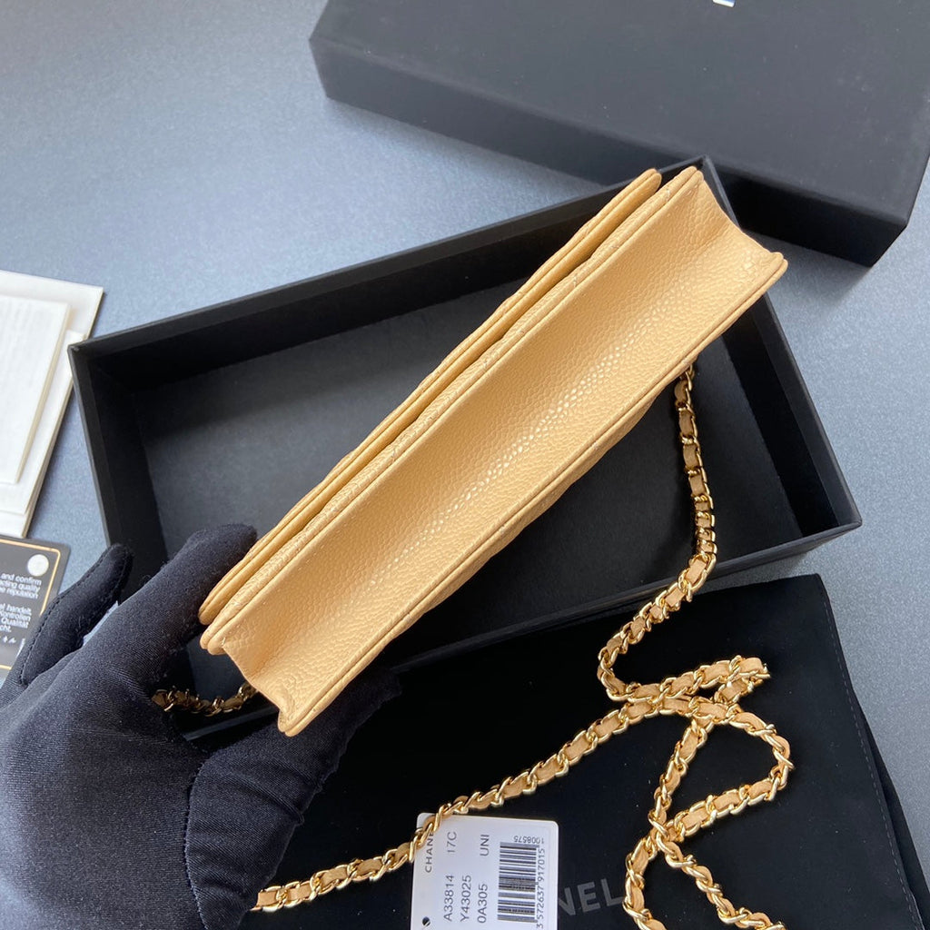 CC WOC 20CM YELLOW GRAINED CALFSKIN GOLD HARDWARE