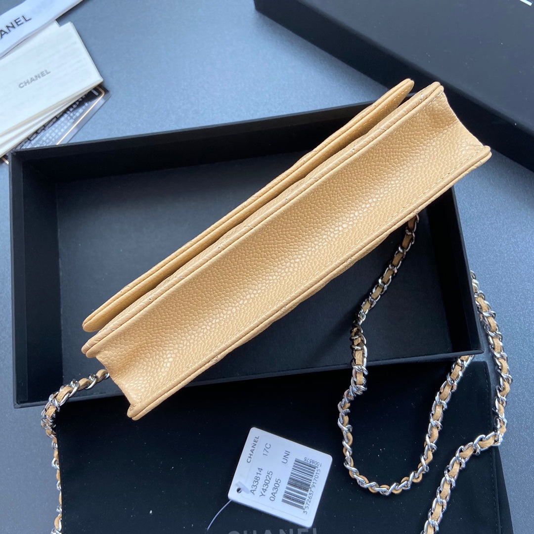 CC WOC 20CM YELLOW GRAINED CALFSKIN SILVER HARDWARE