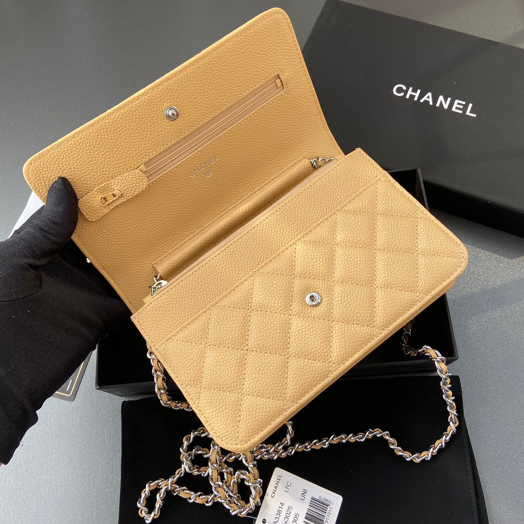 CC WOC 20CM YELLOW GRAINED CALFSKIN SILVER HARDWARE