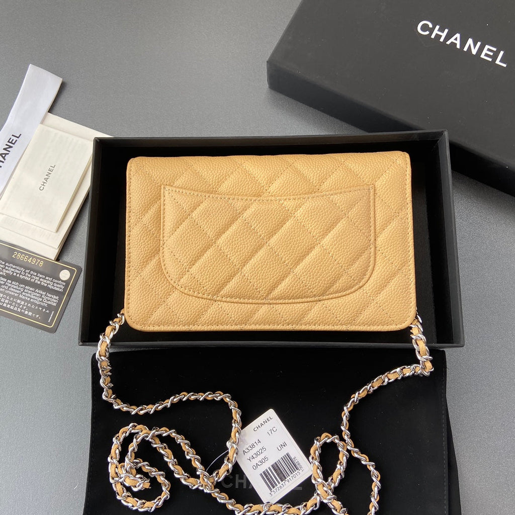 CC WOC 20CM YELLOW GRAINED CALFSKIN SILVER HARDWARE