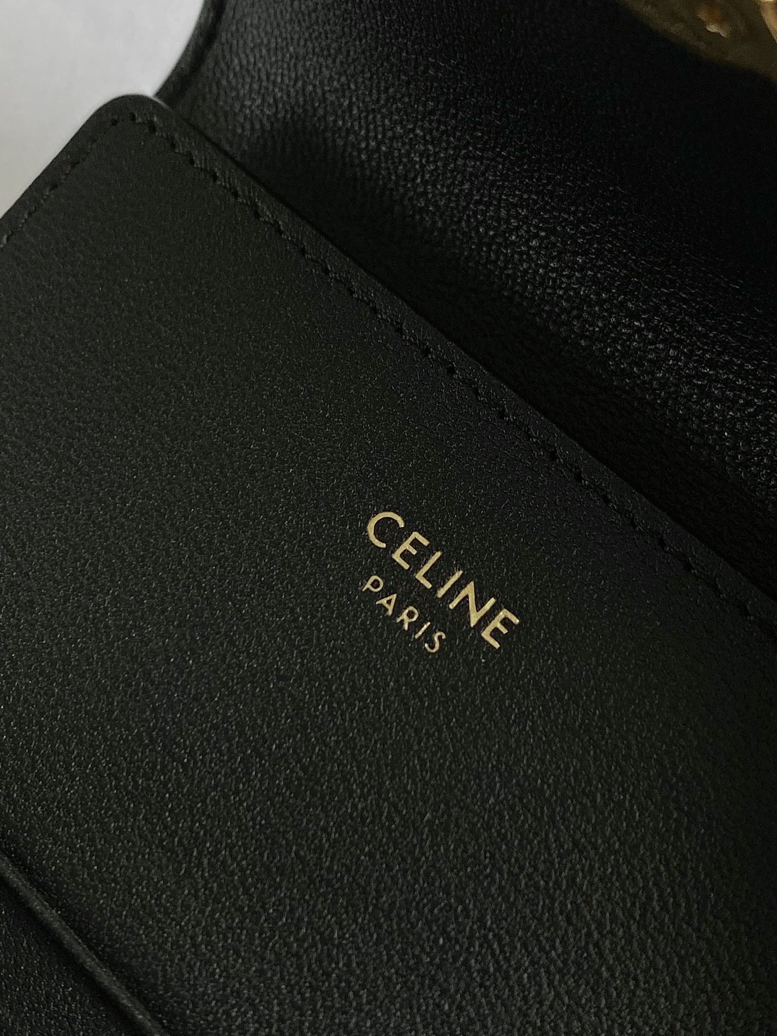 PORTEFEUILLE TRIPHOME 9 DEUX EN UN EN CUIR DE VEAU NOIR