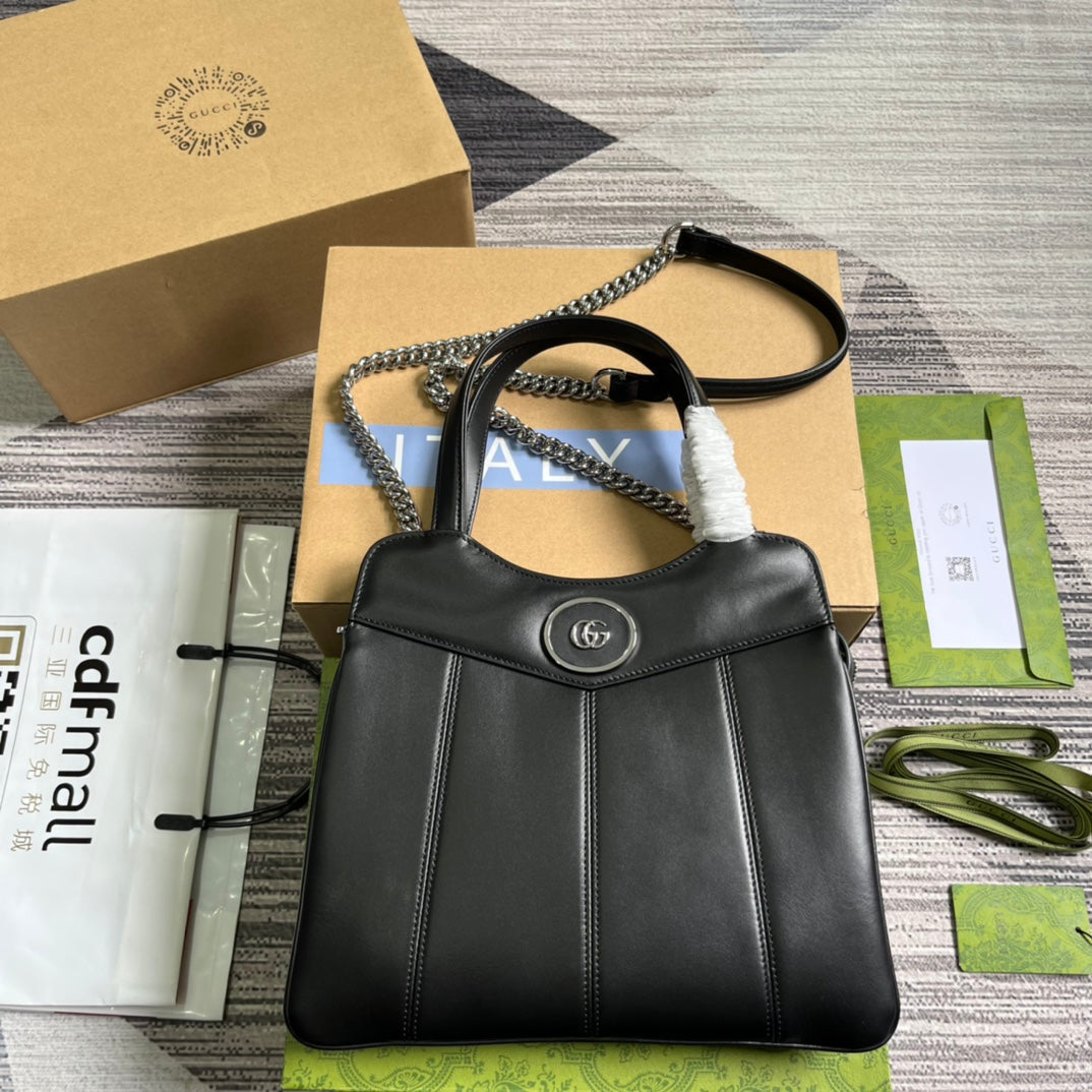 SAC CABAS GG PETIT 28 EN CUIR DE VEAU NOIR