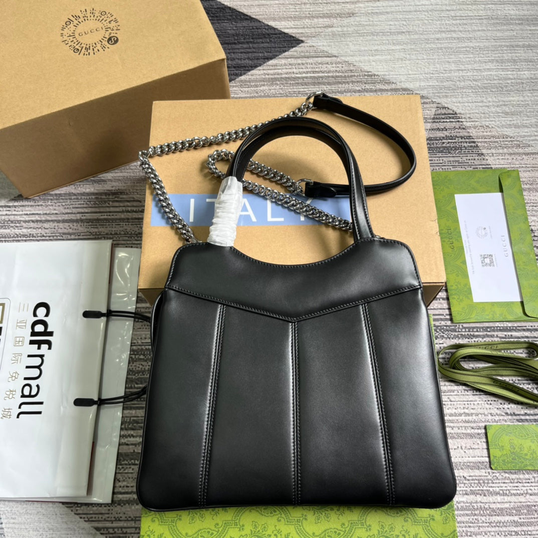 SAC CABAS GG PETIT 28 EN CUIR DE VEAU NOIR