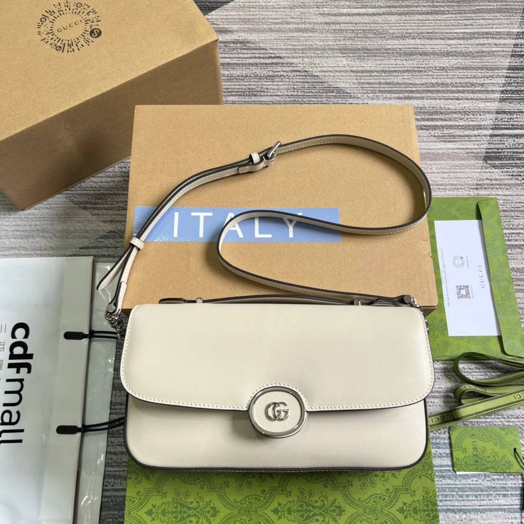 SAC À MAIN GG SMALL 27 EN CUIR DE VEAU BLANC