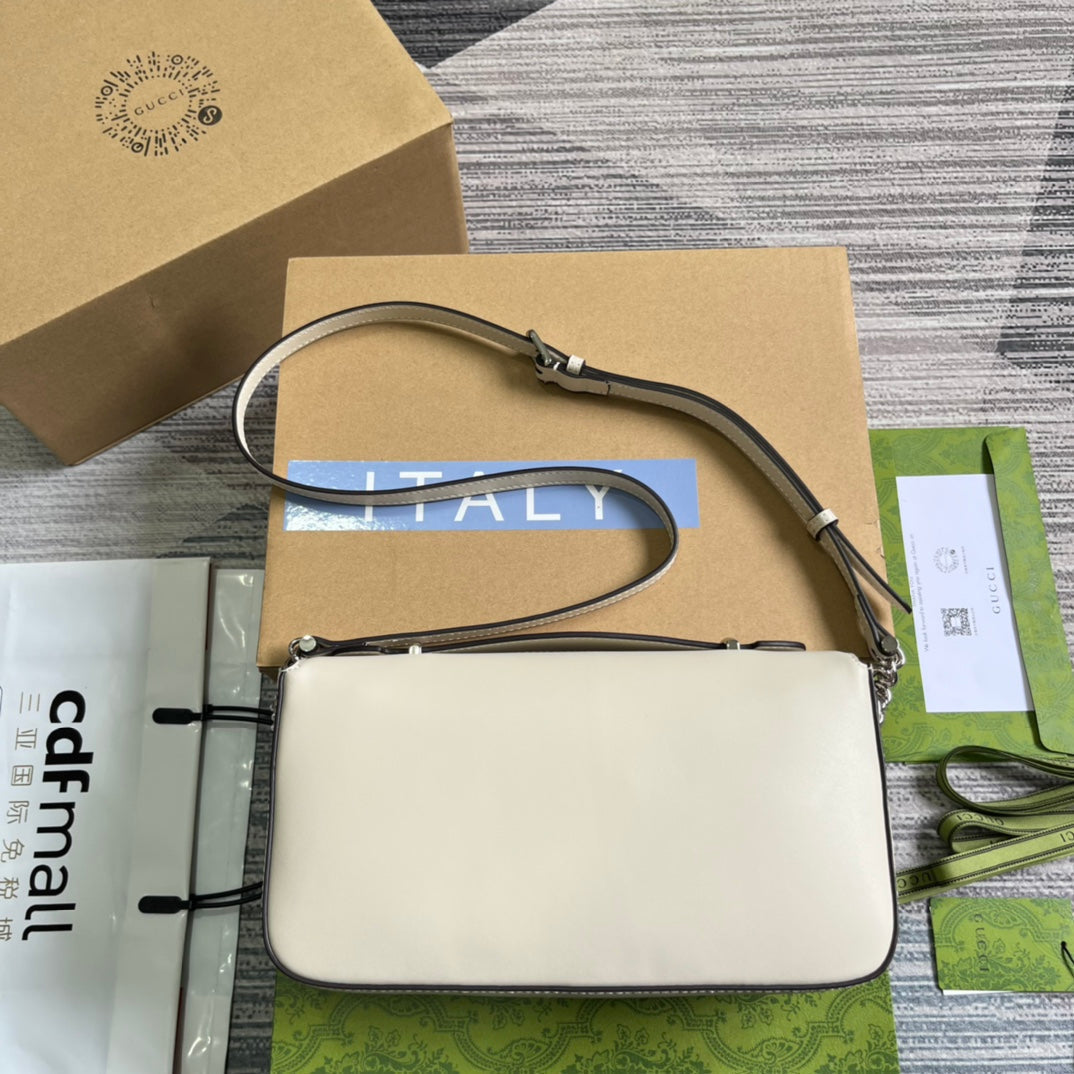 SAC À MAIN GG SMALL 27 EN CUIR DE VEAU BLANC