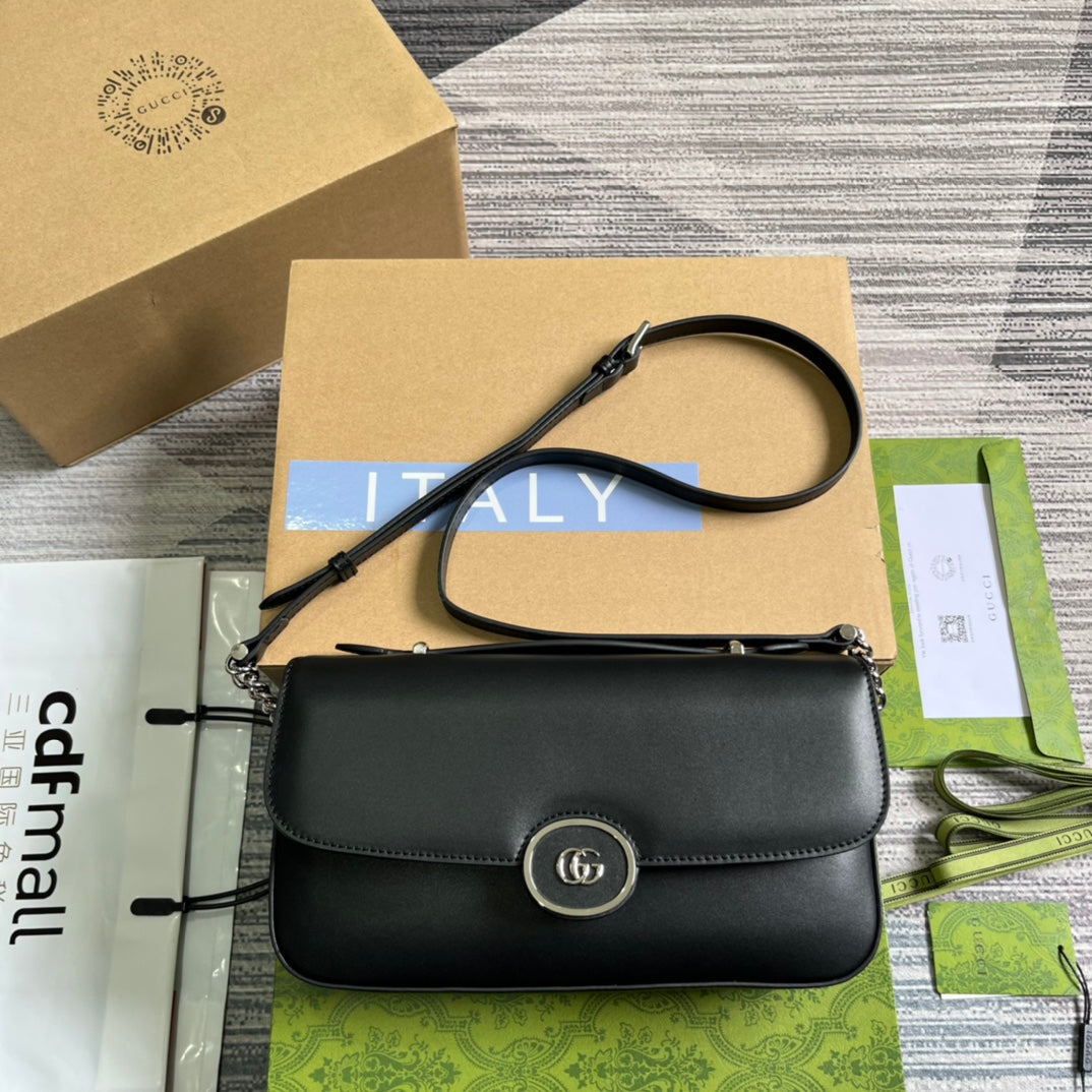 SAC À MAIN GG SMALL 27 EN CUIR DE VEAU NOIR