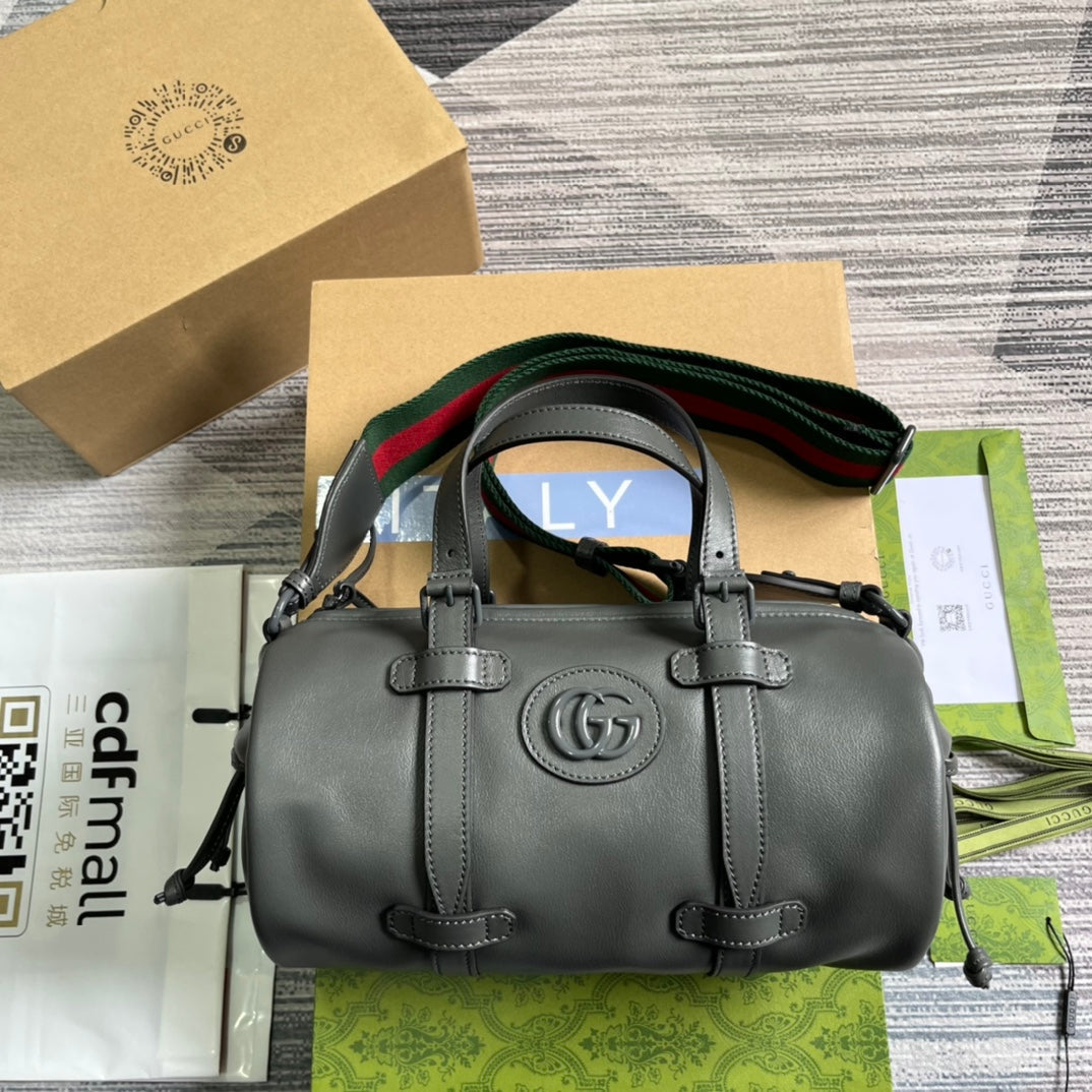 SAC DE VOYAGE GG PETIT 28 EN CUIR DE VEAU SOLIDE NOIR