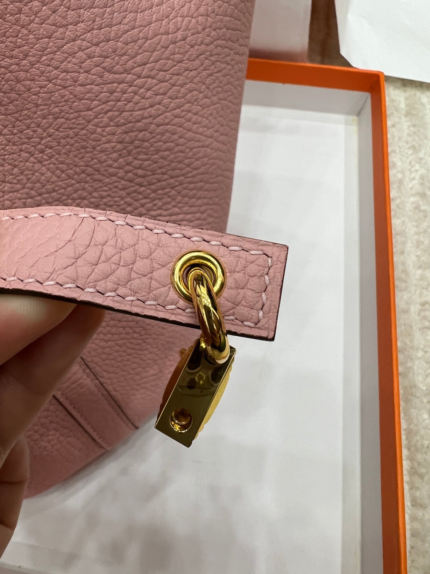 HM PICOTIN LOCK 18 CUIR TOGO ROSE BÉBÉ