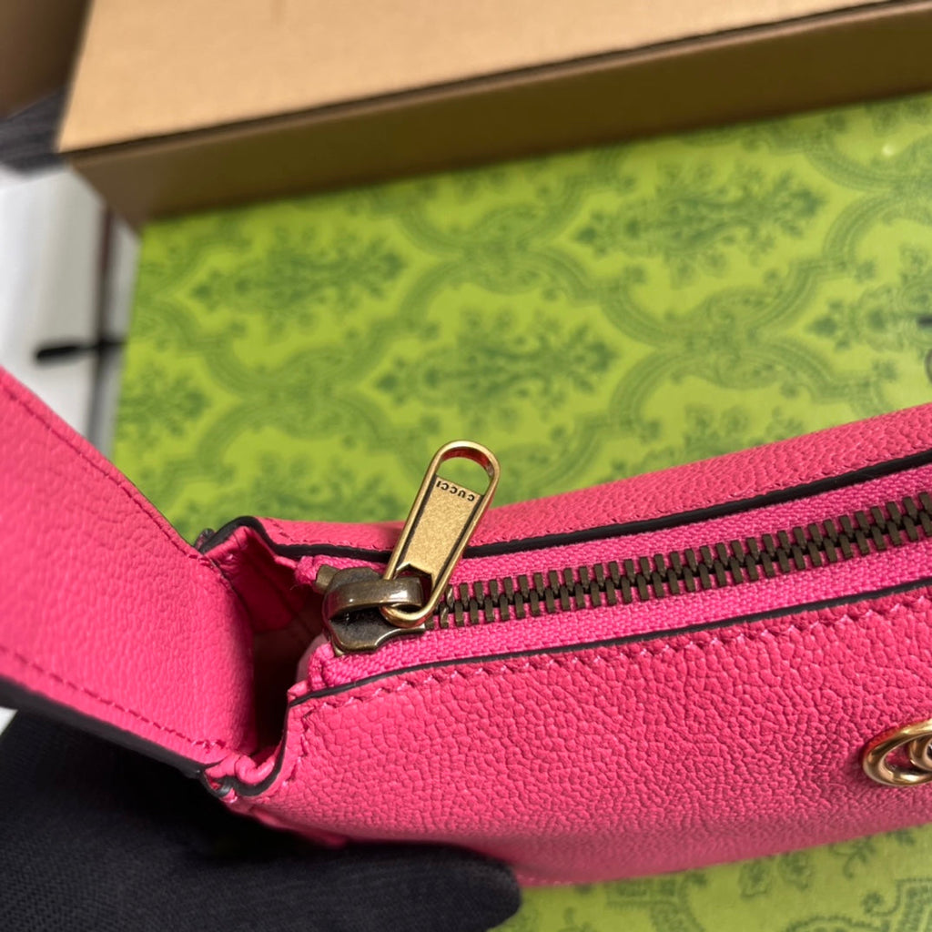 SAC À BANDOULIÈRE APHRODITE MINI 21 EN CUIR DE VEAU ROSE VIF