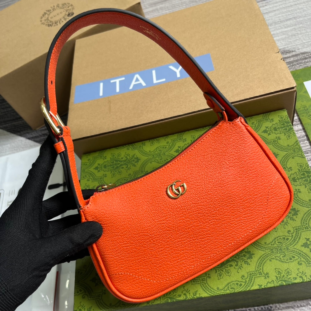 SAC À BANDOULIÈRE APHRODITE MINI 21 EN CUIR DE VEAU ROUGE ORANGE