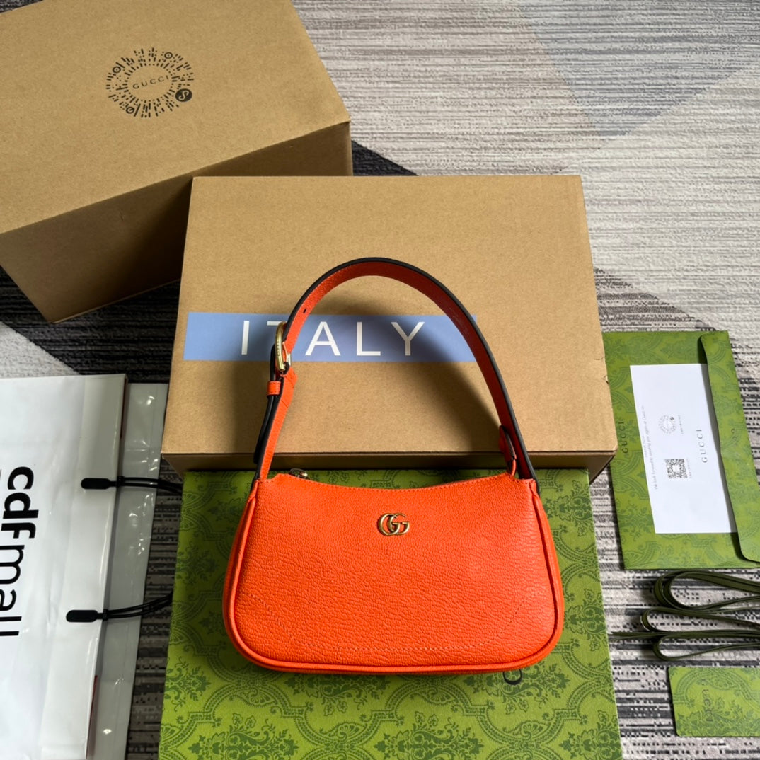 SAC À BANDOULIÈRE APHRODITE MINI 21 EN CUIR DE VEAU ROUGE ORANGE