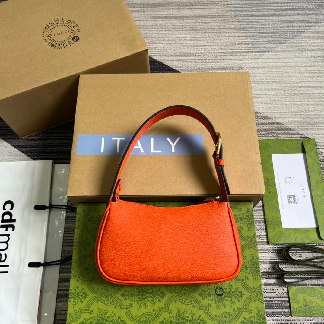 SAC À BANDOULIÈRE APHRODITE MINI 21 EN CUIR DE VEAU ROUGE ORANGE