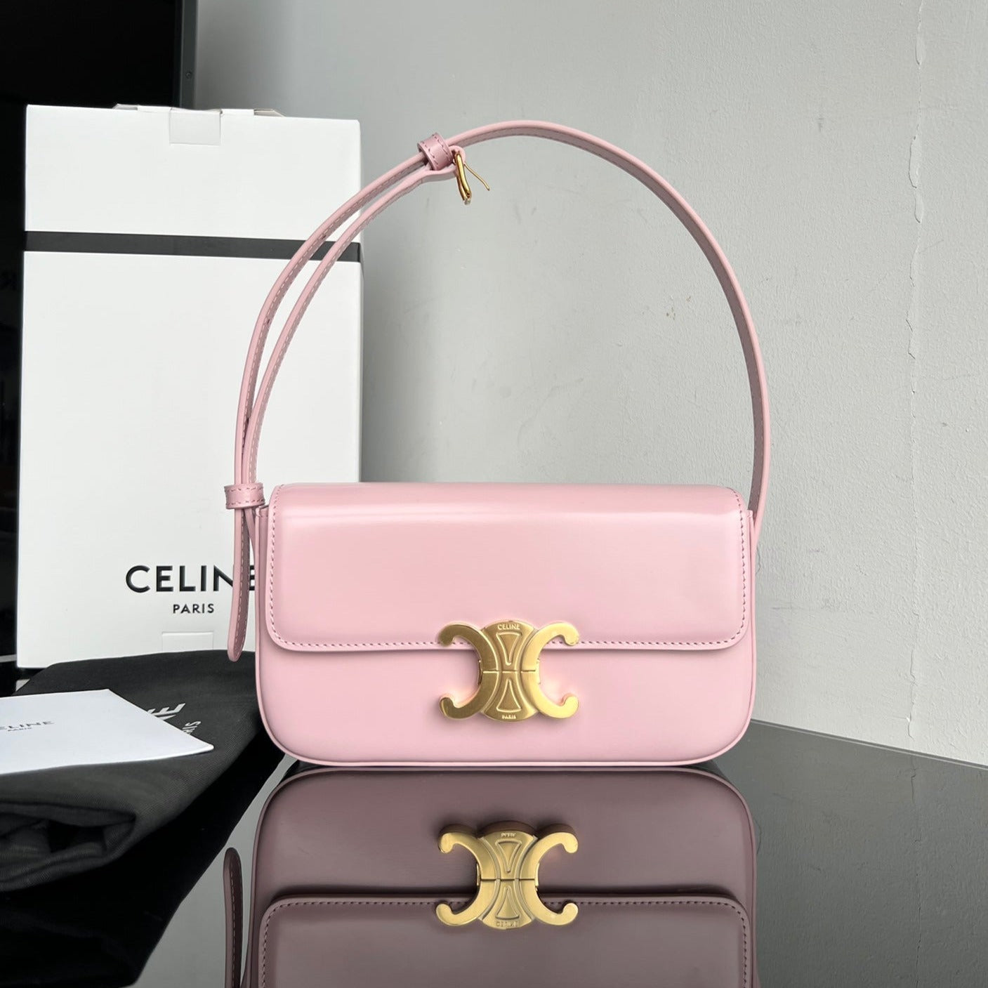 TRIOMPHE 20 CUIR DE VEAU ROSE PASTEL