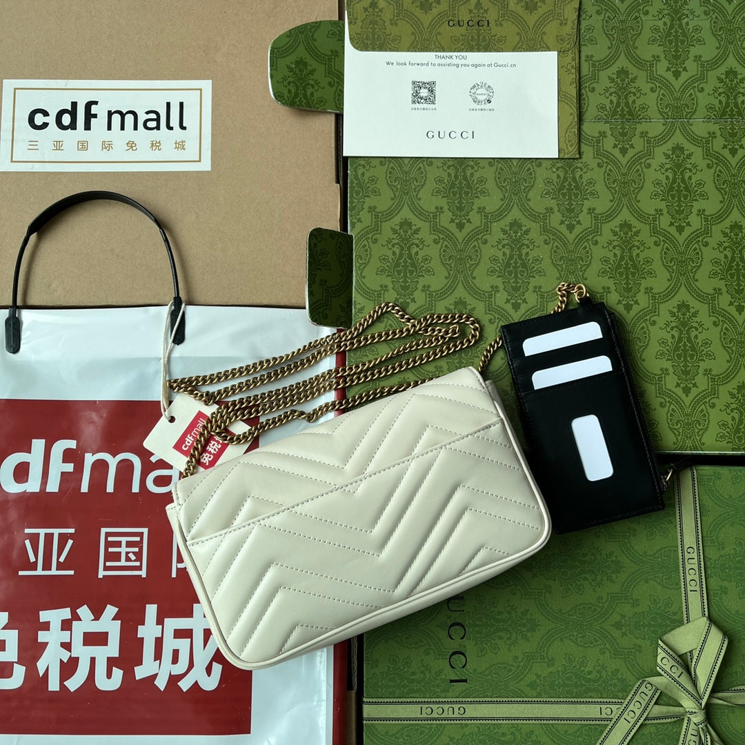 GG MARMONT 21CM CUIR DE VEAU BLANC QUINCAILLERIE DORÉ