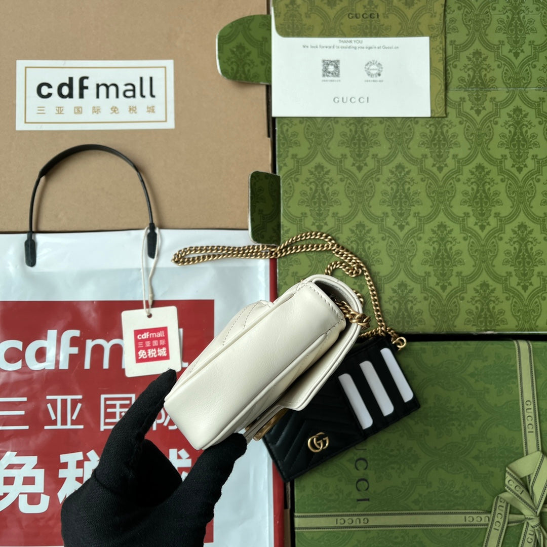 GG MARMONT 21CM CUIR DE VEAU BLANC QUINCAILLERIE DORÉ