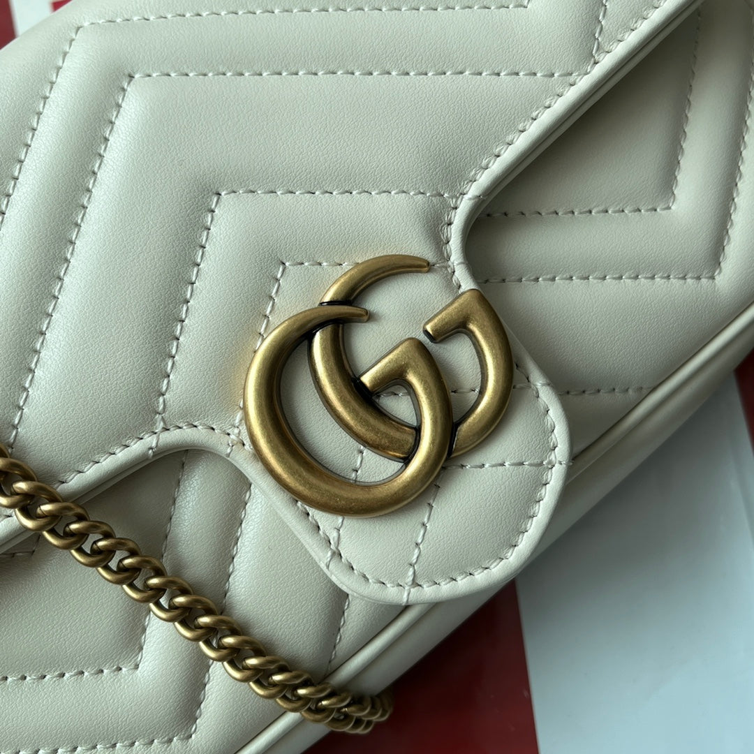 GG MARMONT 21CM CUIR DE VEAU BLANC QUINCAILLERIE DORÉ