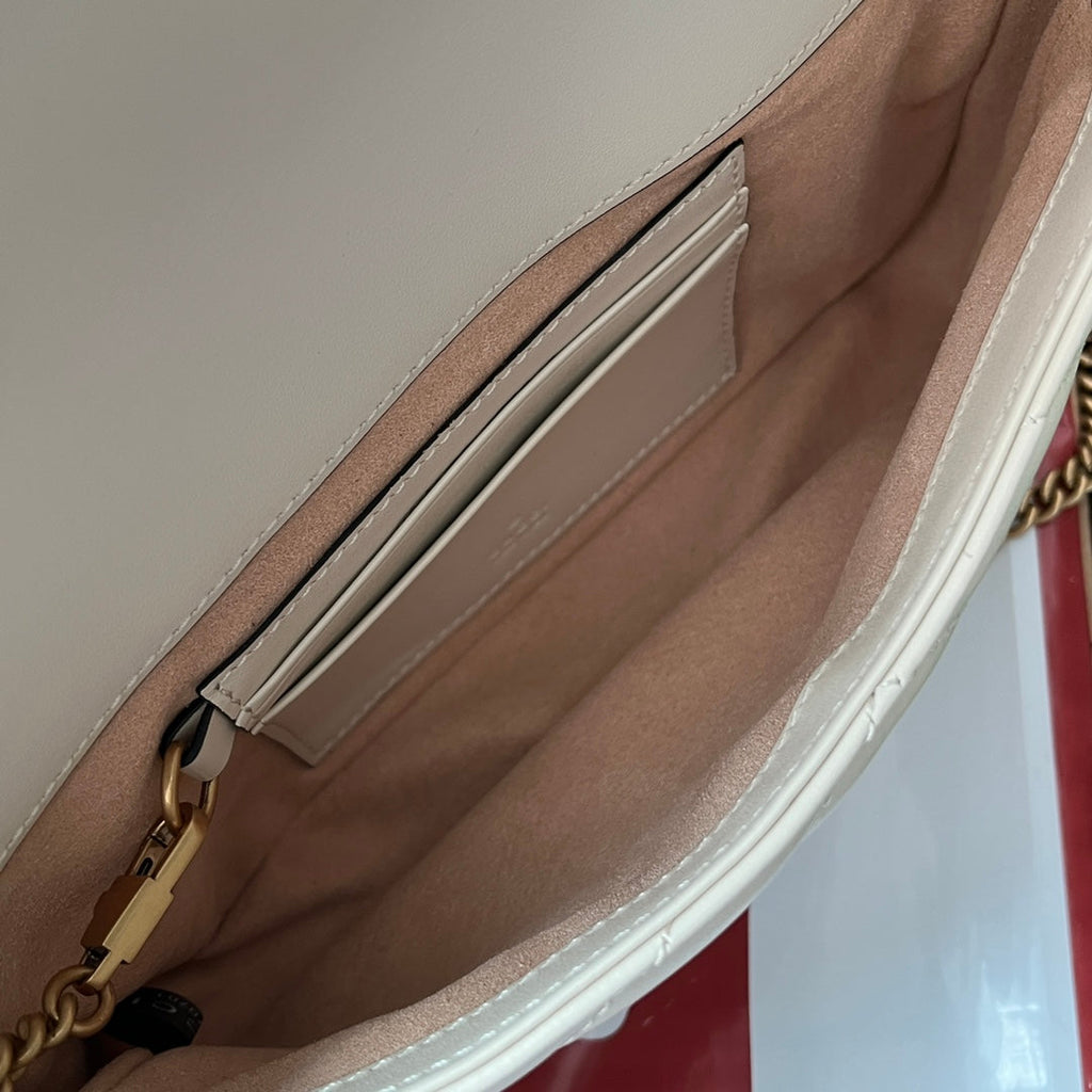 GG MARMONT 21CM CUIR DE VEAU BLANC QUINCAILLERIE DORÉ