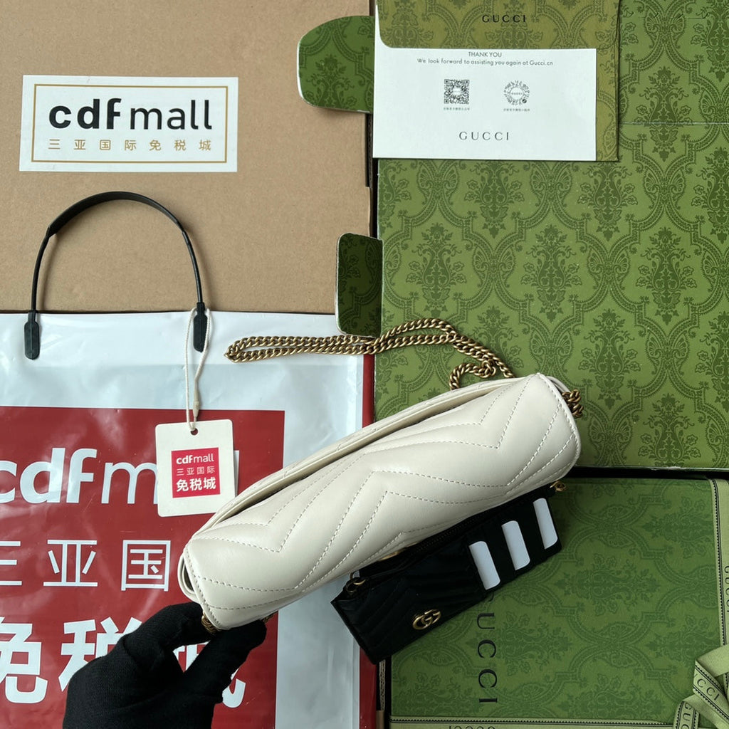 GG MARMONT 21CM CUIR DE VEAU BLANC QUINCAILLERIE DORÉ