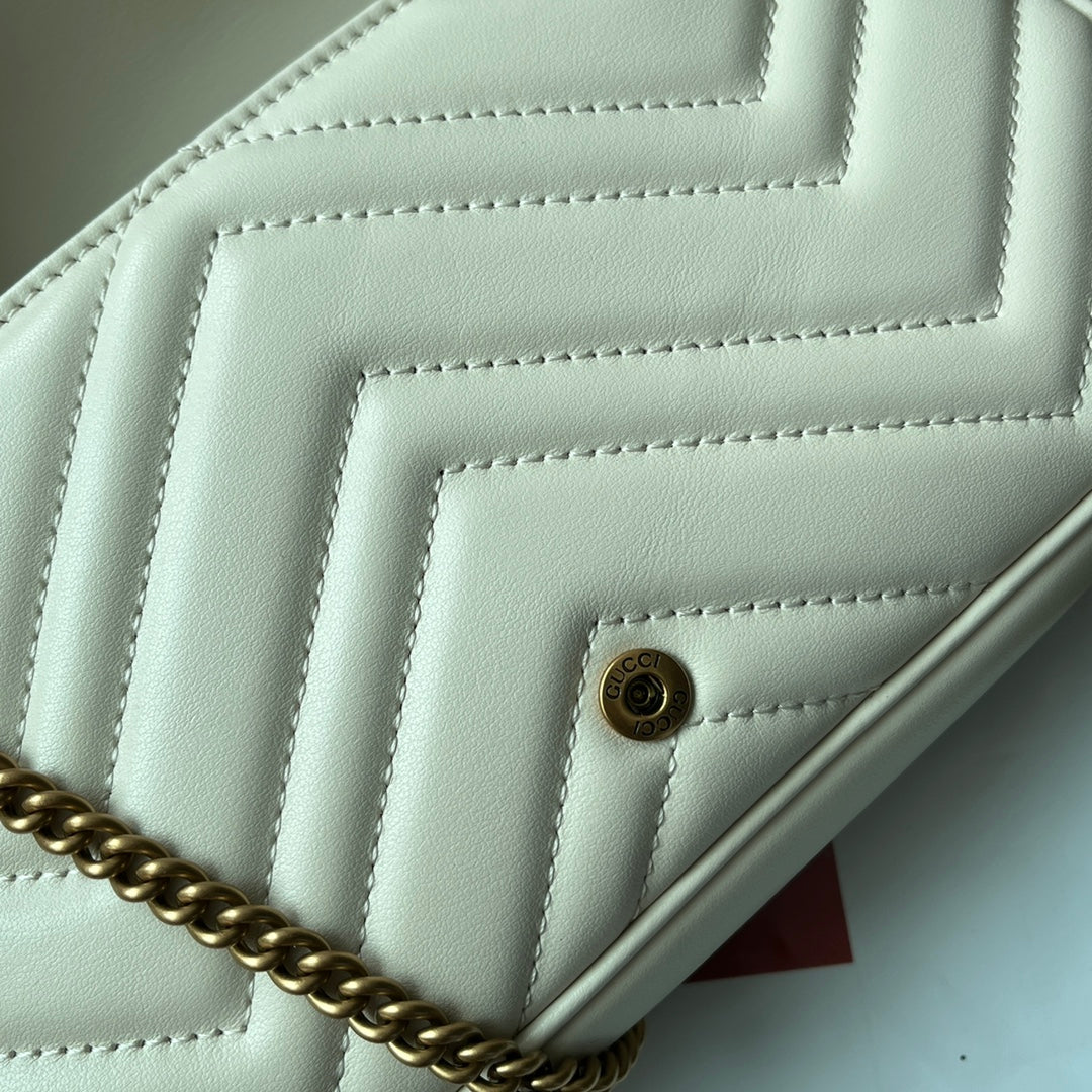 GG MARMONT 21CM CUIR DE VEAU BLANC QUINCAILLERIE DORÉ