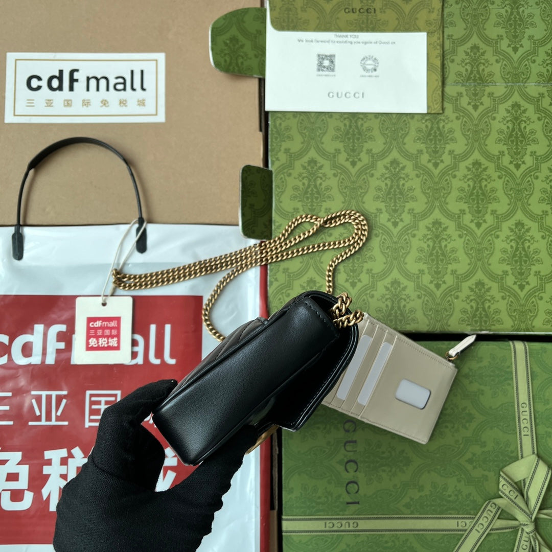 GG MARMONT 21CM CUIR DE VEAU NOIR QUINCAILLERIE DORÉ