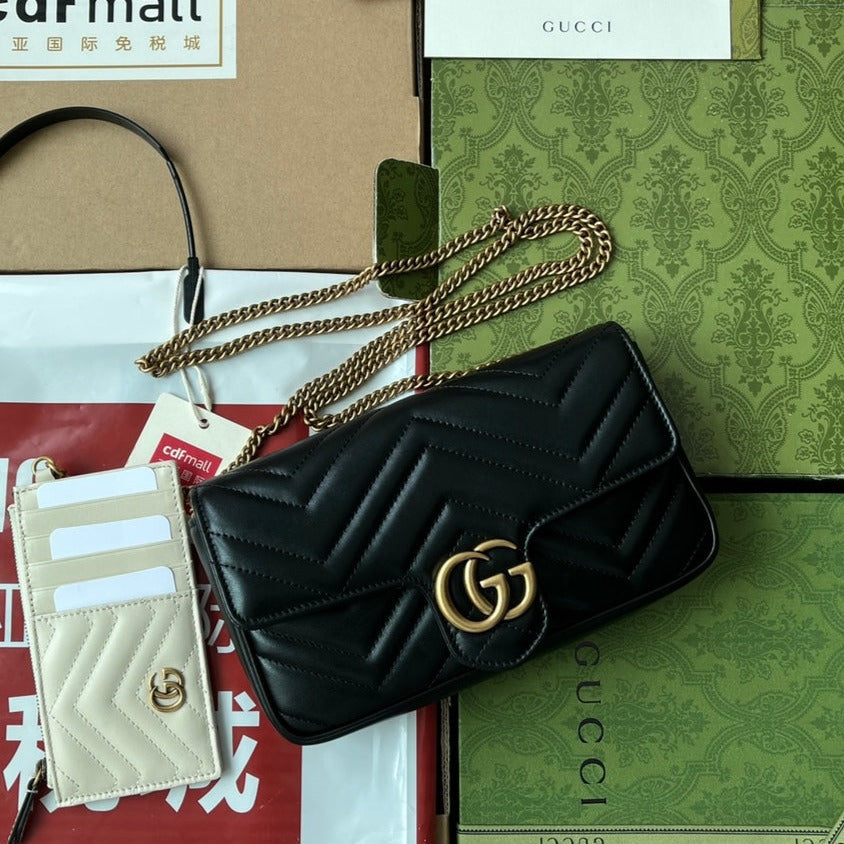 GG MARMONT 21CM CUIR DE VEAU NOIR QUINCAILLERIE DORÉ