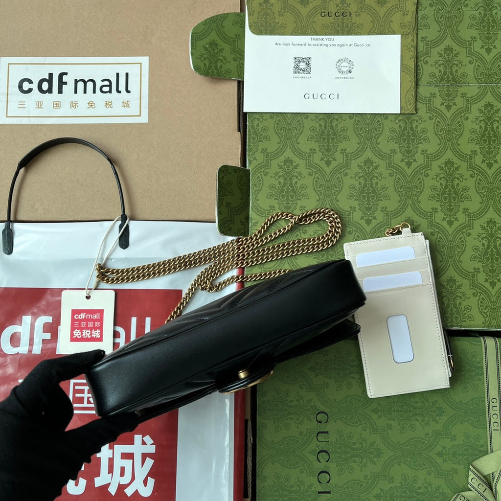 GG MARMONT 21CM CUIR DE VEAU NOIR QUINCAILLERIE DORÉ