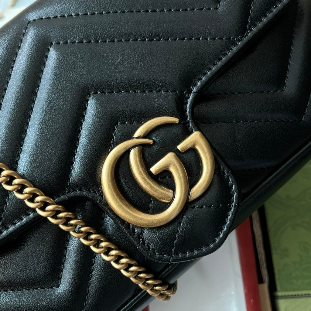 GG MARMONT 21CM CUIR DE VEAU NOIR QUINCAILLERIE DORÉ