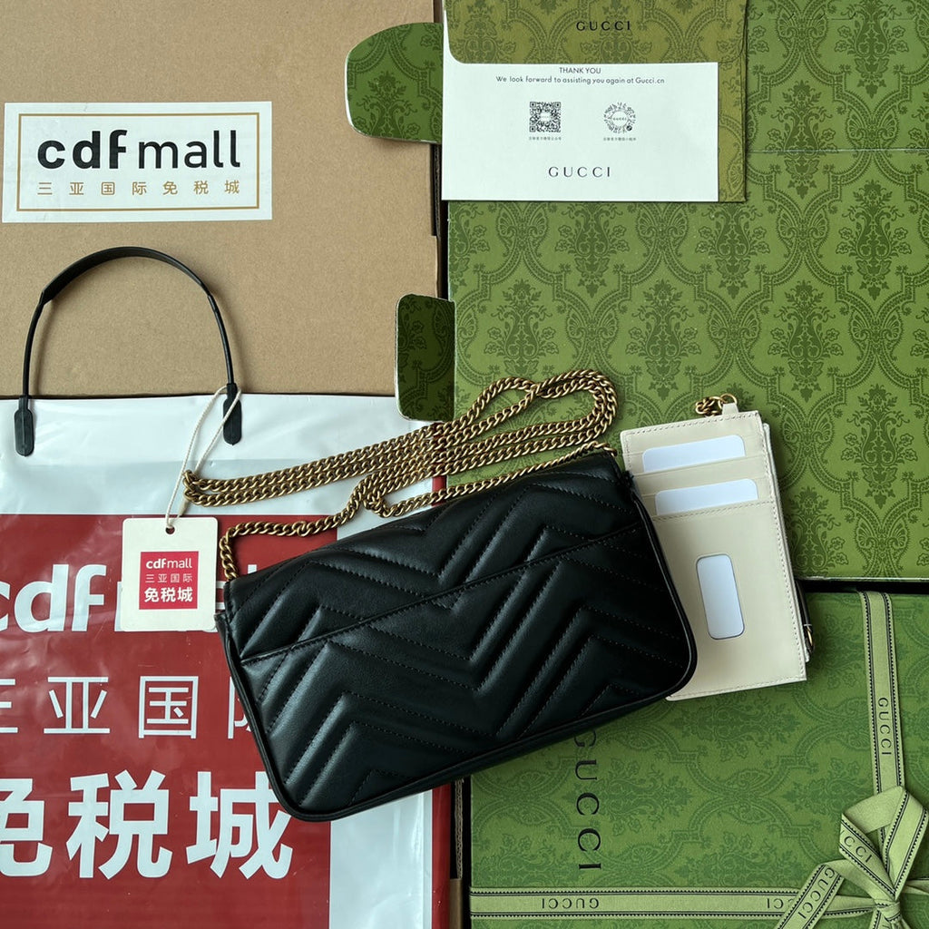 GG MARMONT 21CM CUIR DE VEAU NOIR QUINCAILLERIE DORÉ