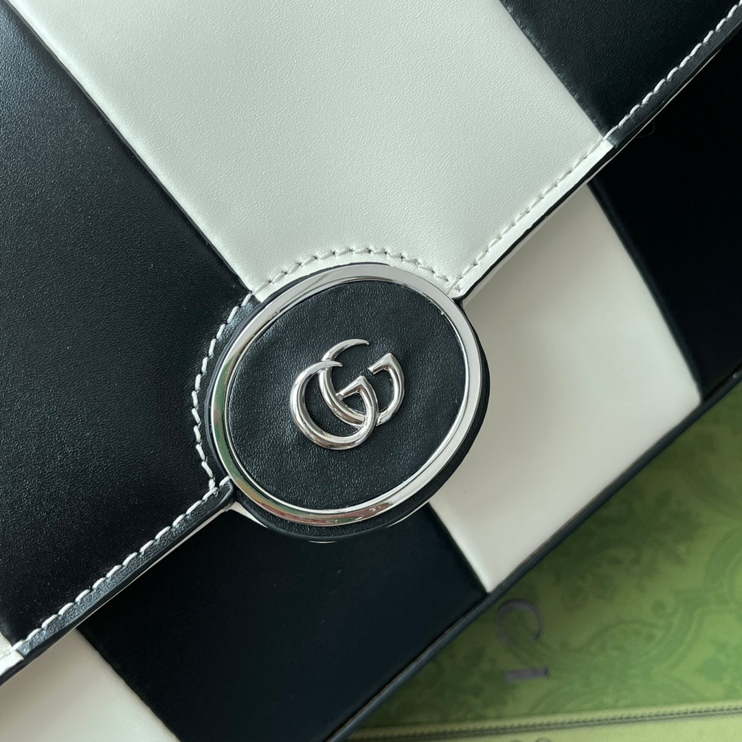 PETIT SAC À BANDOULIÈRE 27 EN CUIR DE VEAU NOIR ET BLANC