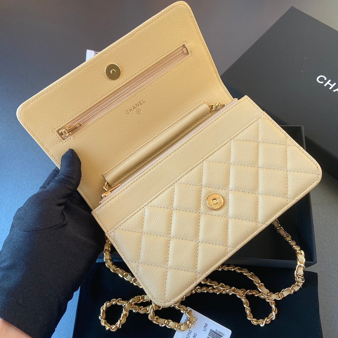 CC WOC 20CM CUIR DE VEAU GRAINÉ LIME ACIER DORÉ