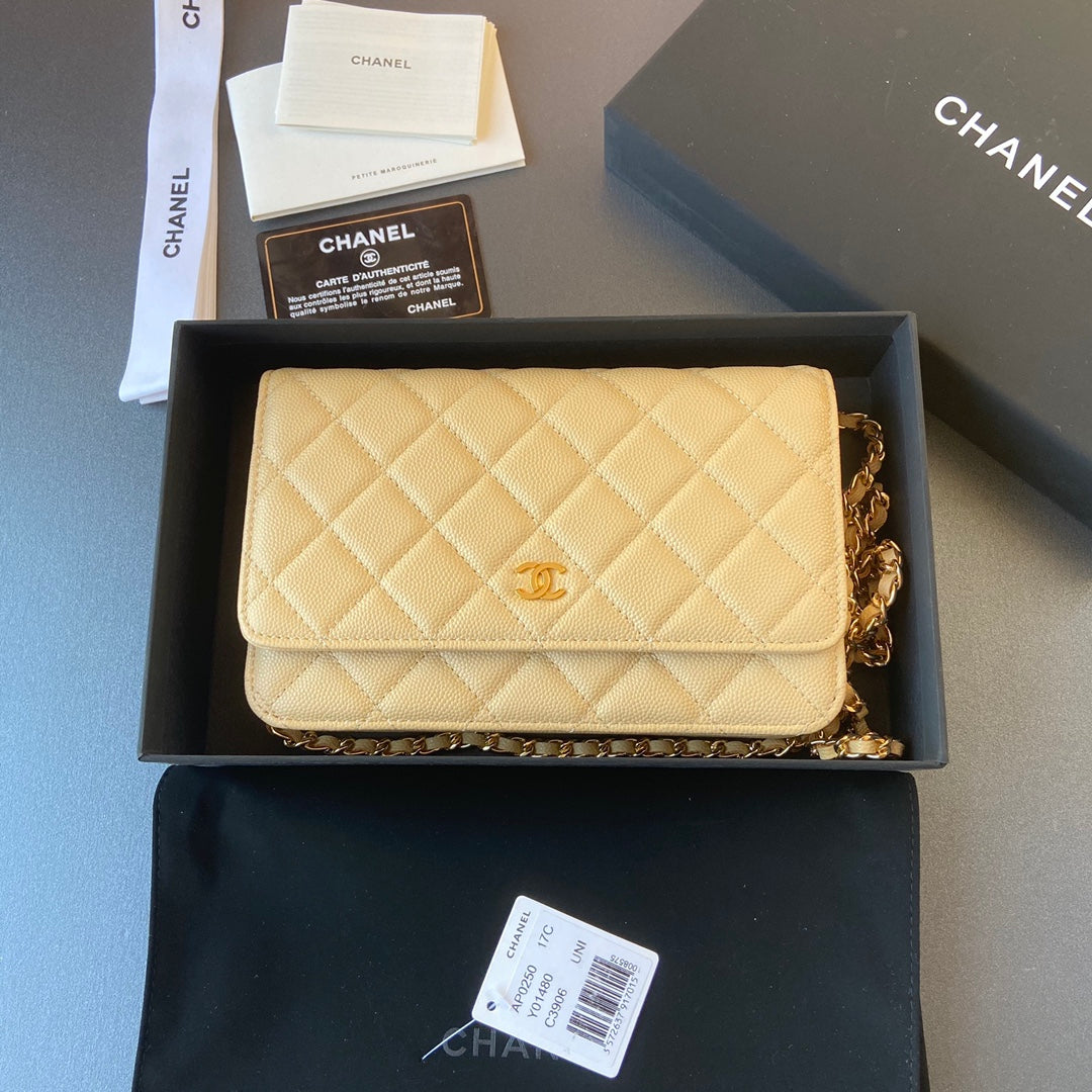 CC WOC 20CM CUIR DE VEAU GRAINÉ LIME ACIER DORÉ