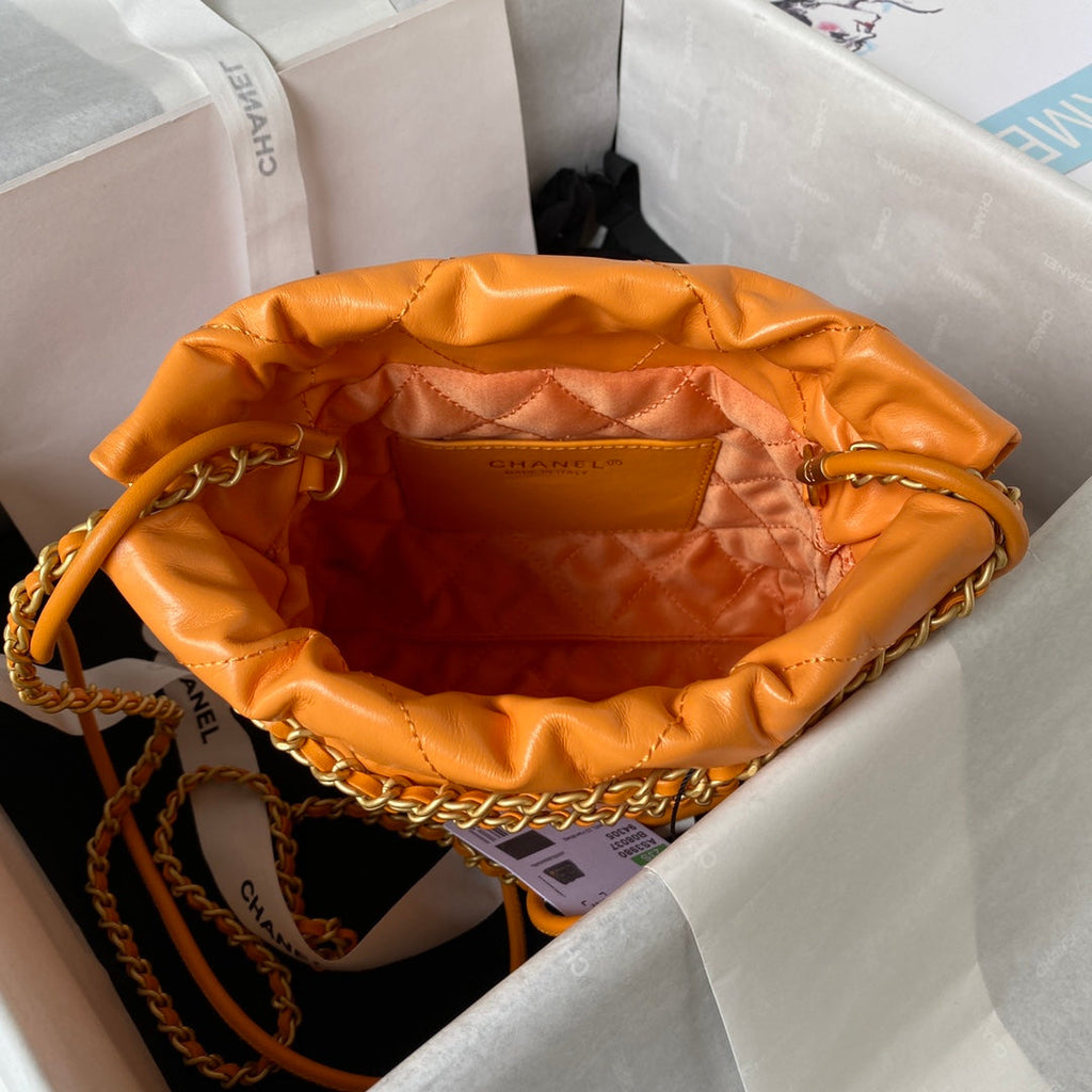CC 24S HOBO 22 BAG 20CM ORANGE LAMBSKIN