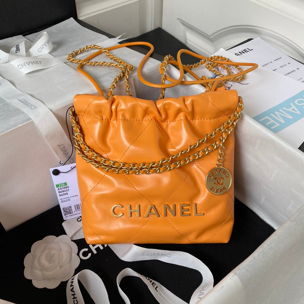 CC 24S HOBO 22 BAG 20CM ORANGE LAMBSKIN