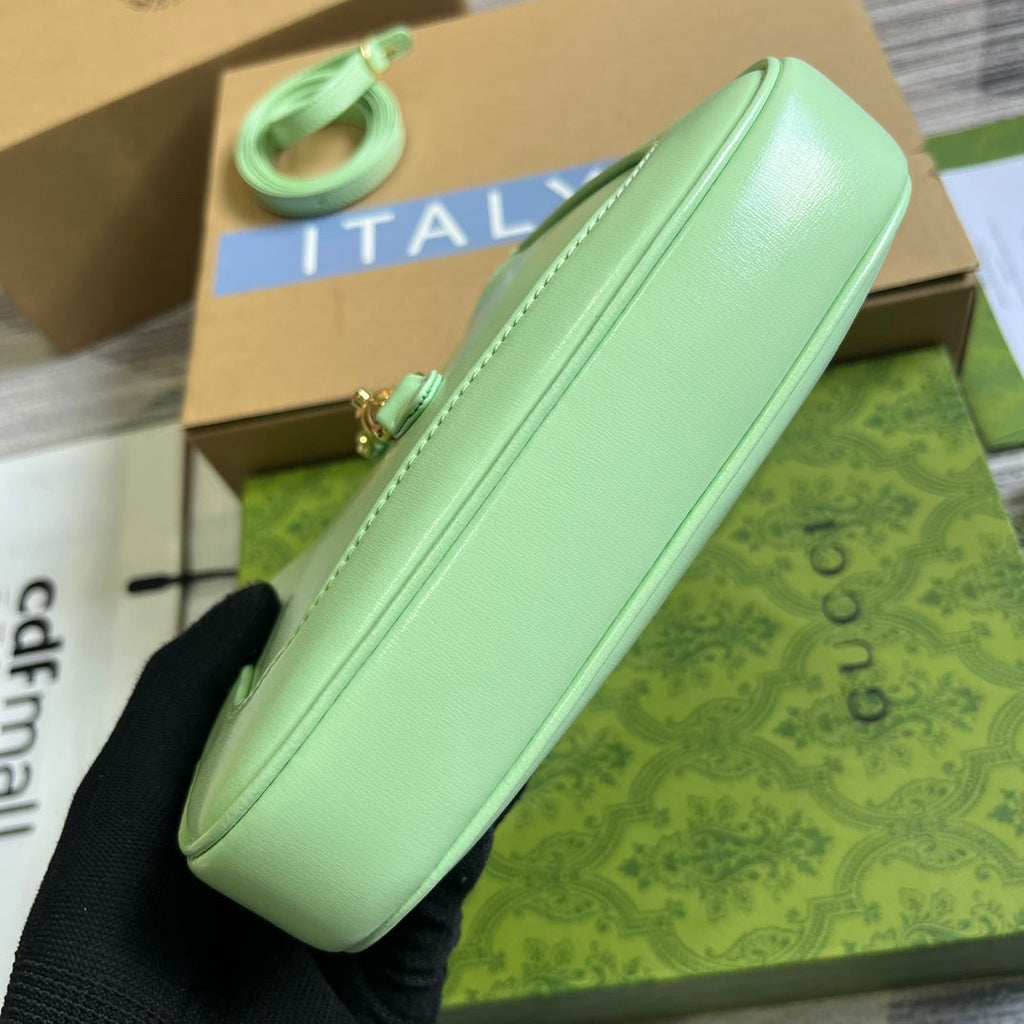 SAC À BANDOULIÈRE GG JACKIE MINI 19 EN CUIR DE VEAU VERT CLAIR