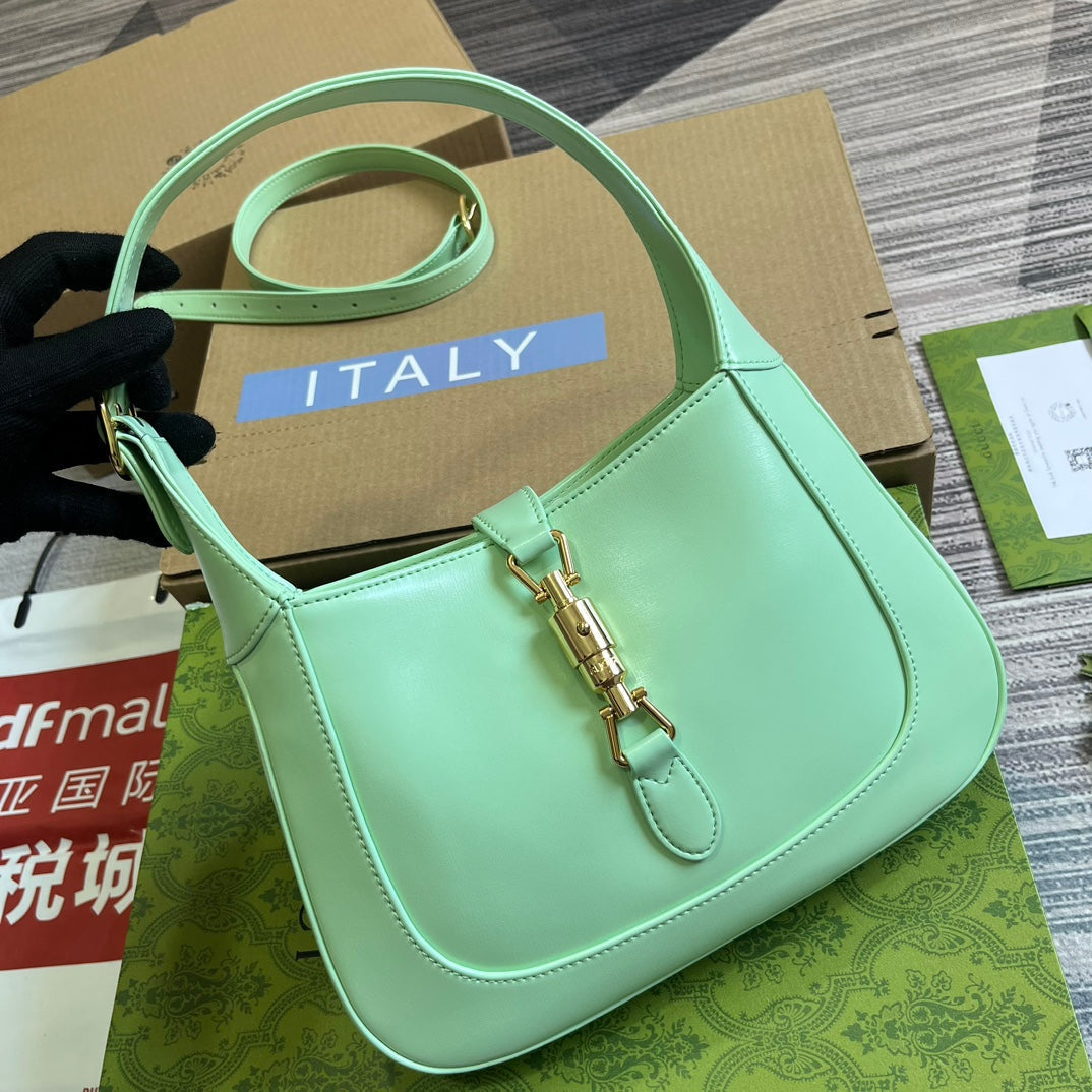 SAC À BANDOULIÈRE GG JACKIE SMALL 28 EN CUIR DE VEAU VERT CLAIR