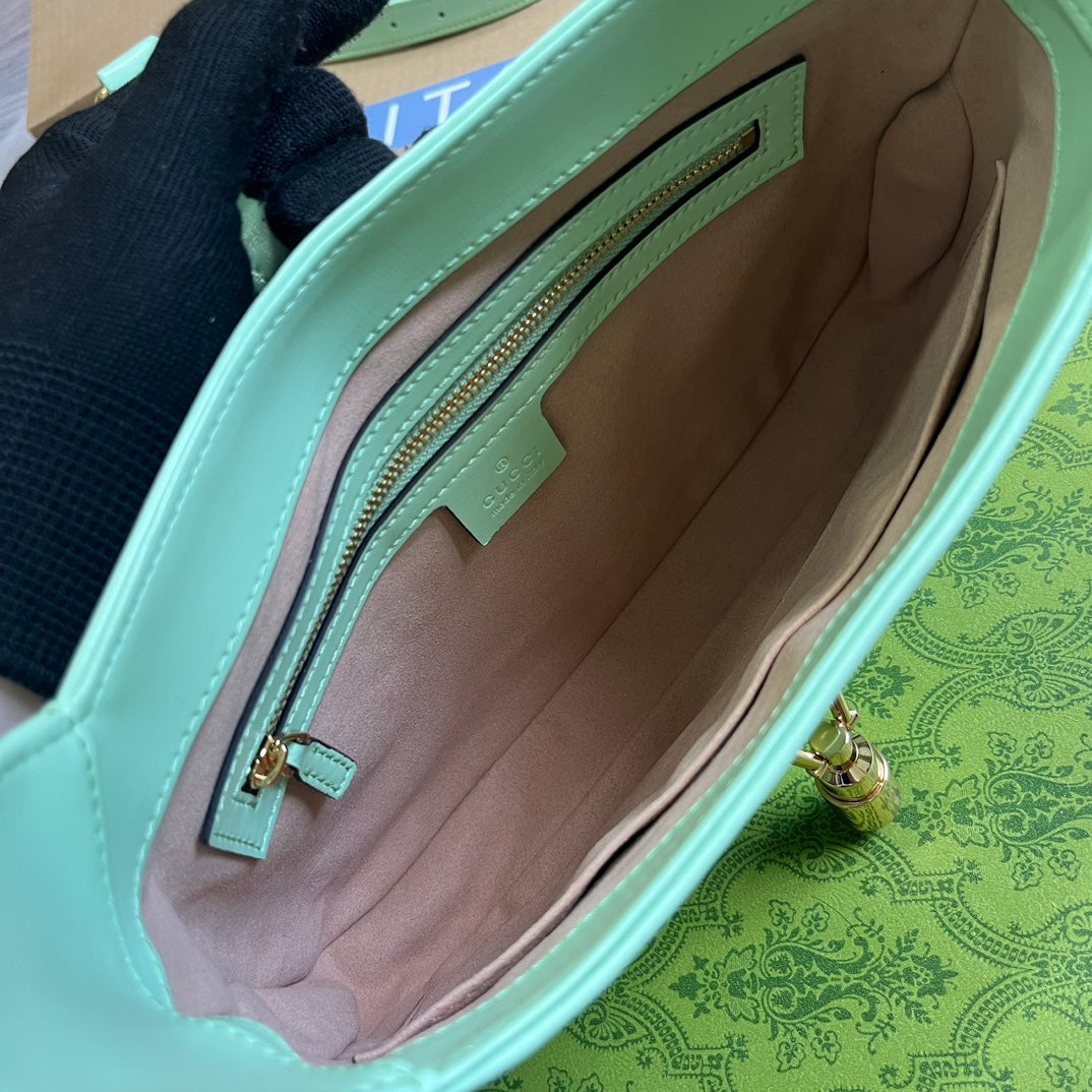 SAC À BANDOULIÈRE GG JACKIE SMALL 28 EN CUIR DE VEAU VERT CLAIR