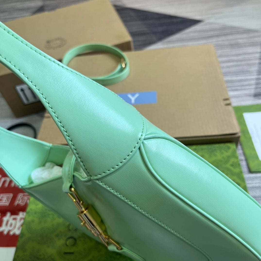 SAC À BANDOULIÈRE GG JACKIE SMALL 28 EN CUIR DE VEAU VERT CLAIR