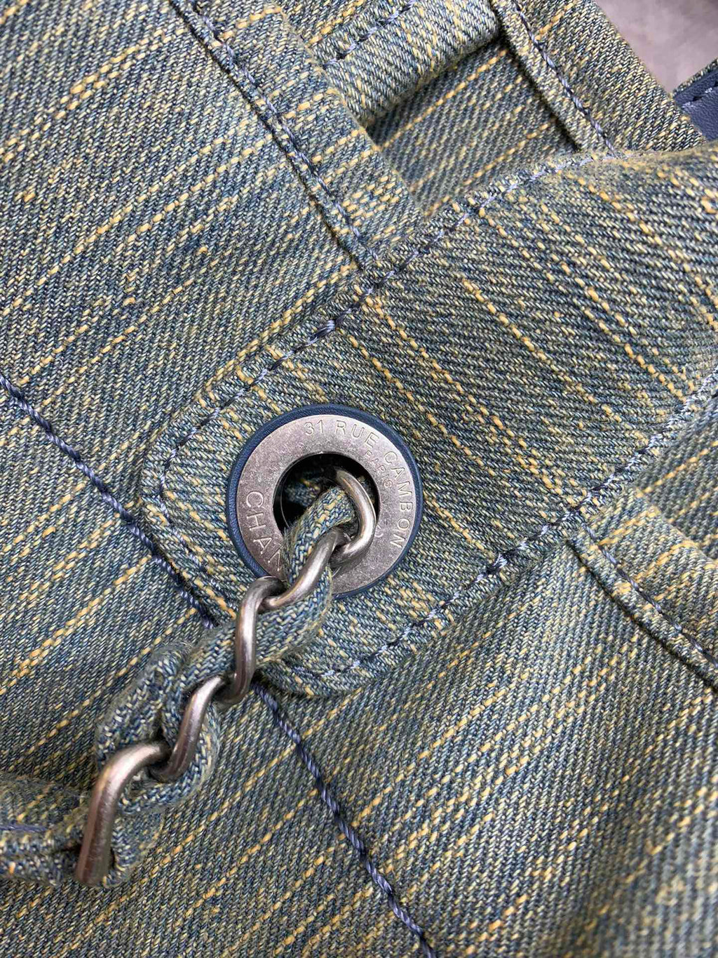SAC CABAS CC DEAUVILLE 34 CM DENIM KAKI QUINCAILLERIE ARGENTÉE