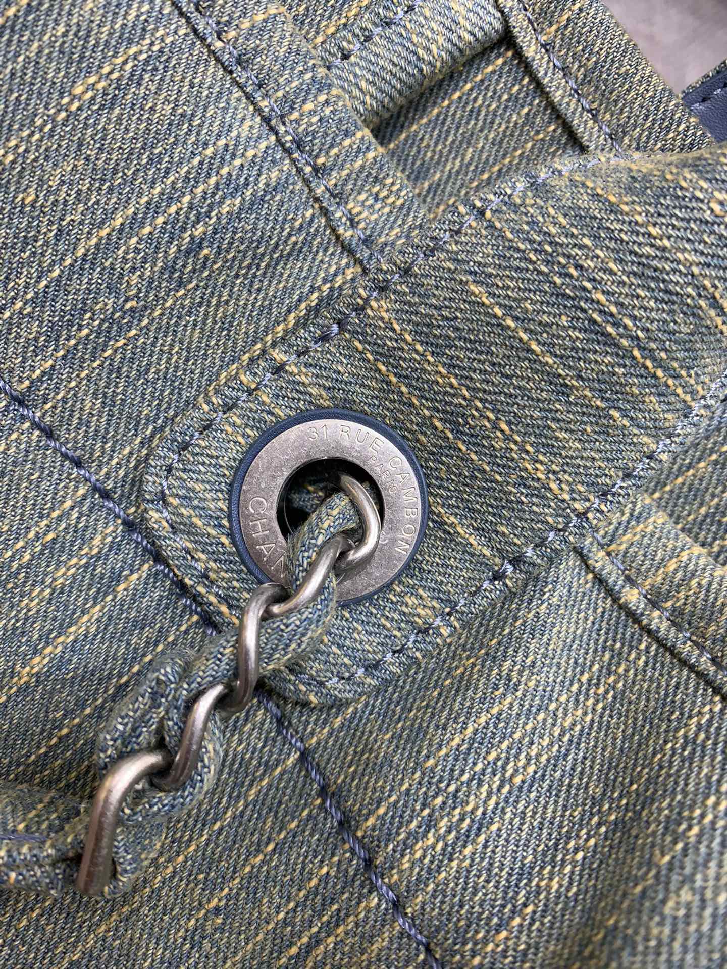 SAC CABAS CC DEAUVILLE 34 CM DENIM KAKI QUINCAILLERIE ARGENTÉE