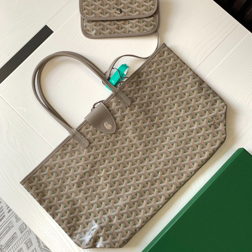 ST LOUIS PM 48CM GREIGE AND GREEN TOTE BAG