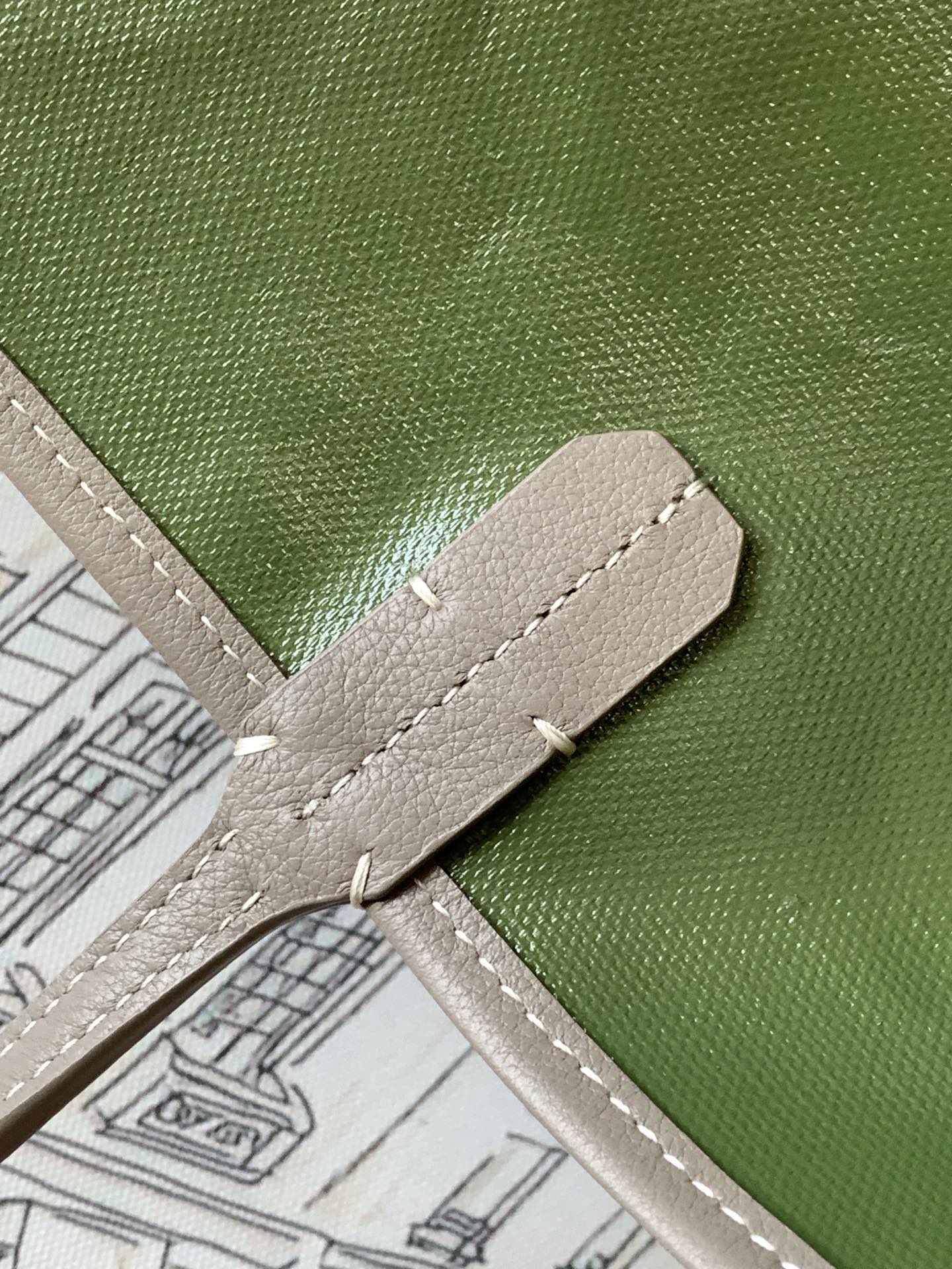 ST LOUIS PM 48CM GREIGE AND GREEN TOTE BAG