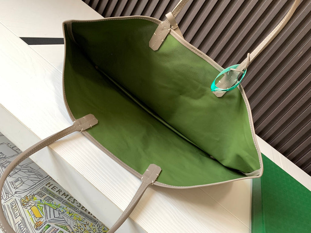 ST LOUIS PM 48CM GREIGE AND GREEN TOTE BAG